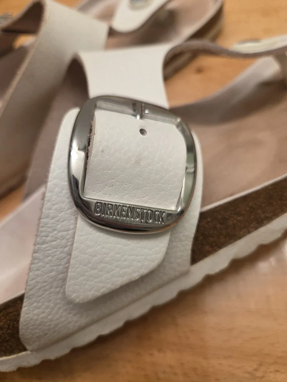 Birkenstock Gizeh Big Buckle Sandals White Leather Women's Sz 39